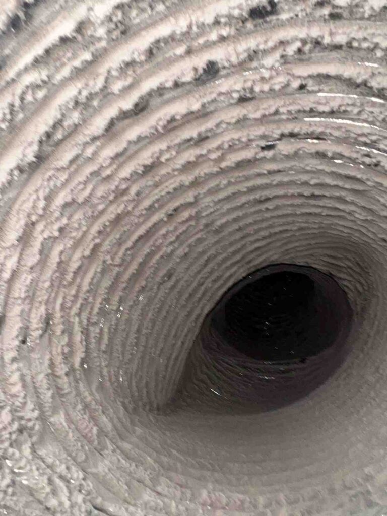 Return air duct interior during a professional cleaning in Dallas, TX