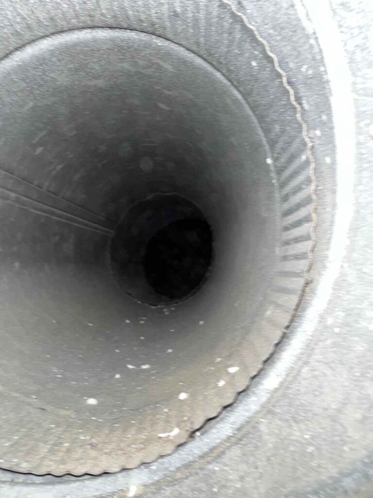 Galvanized air duct interior in the Dallas-Fort Worth area