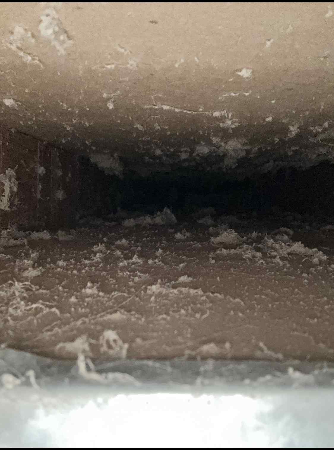 Debris in a Wall Return Duct in Dallas TX Debris inside a wall return air duct in Dallas, TX